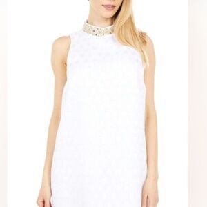 LILLY PULITZER Brandi Shift Dress in White Foil Printed Polka Dots Size 00